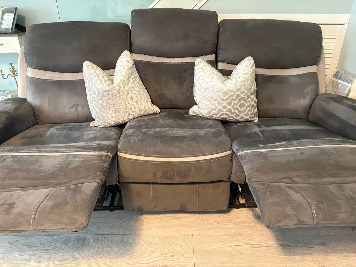3 Seater and 2 Seater Suede Sofa / Couch Grey - Image 3