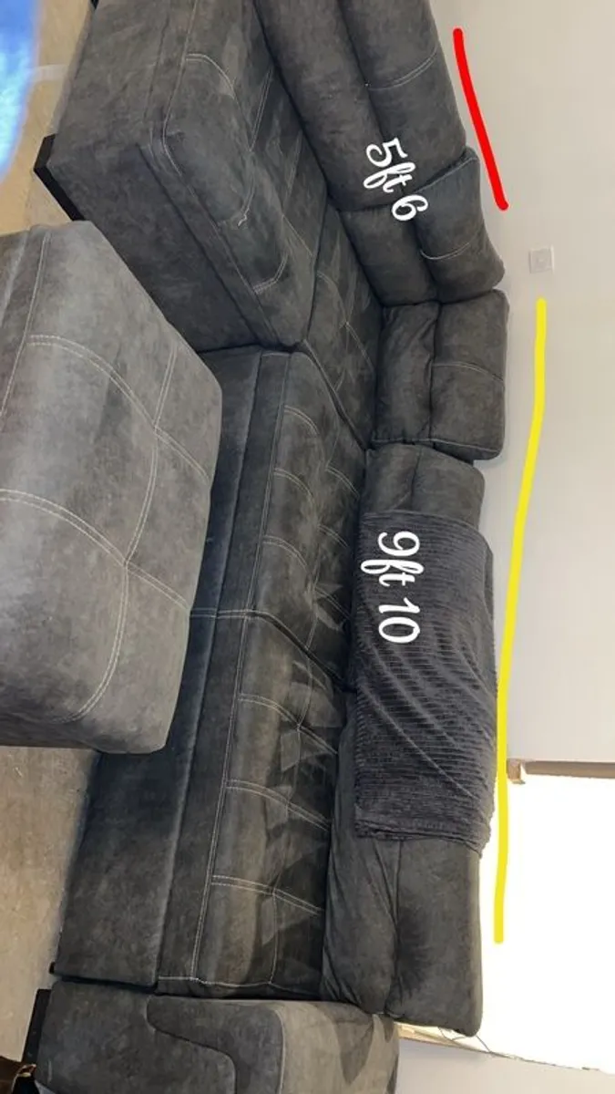 Large fold out sofa bed with storage ottoman - Image 1