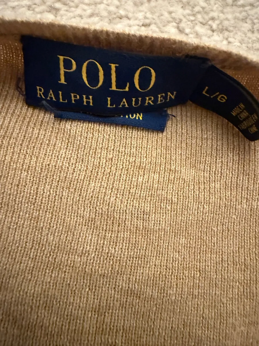 Cream Men’s V Neck Ralph Lauren Jumper   Perfect - Image 3