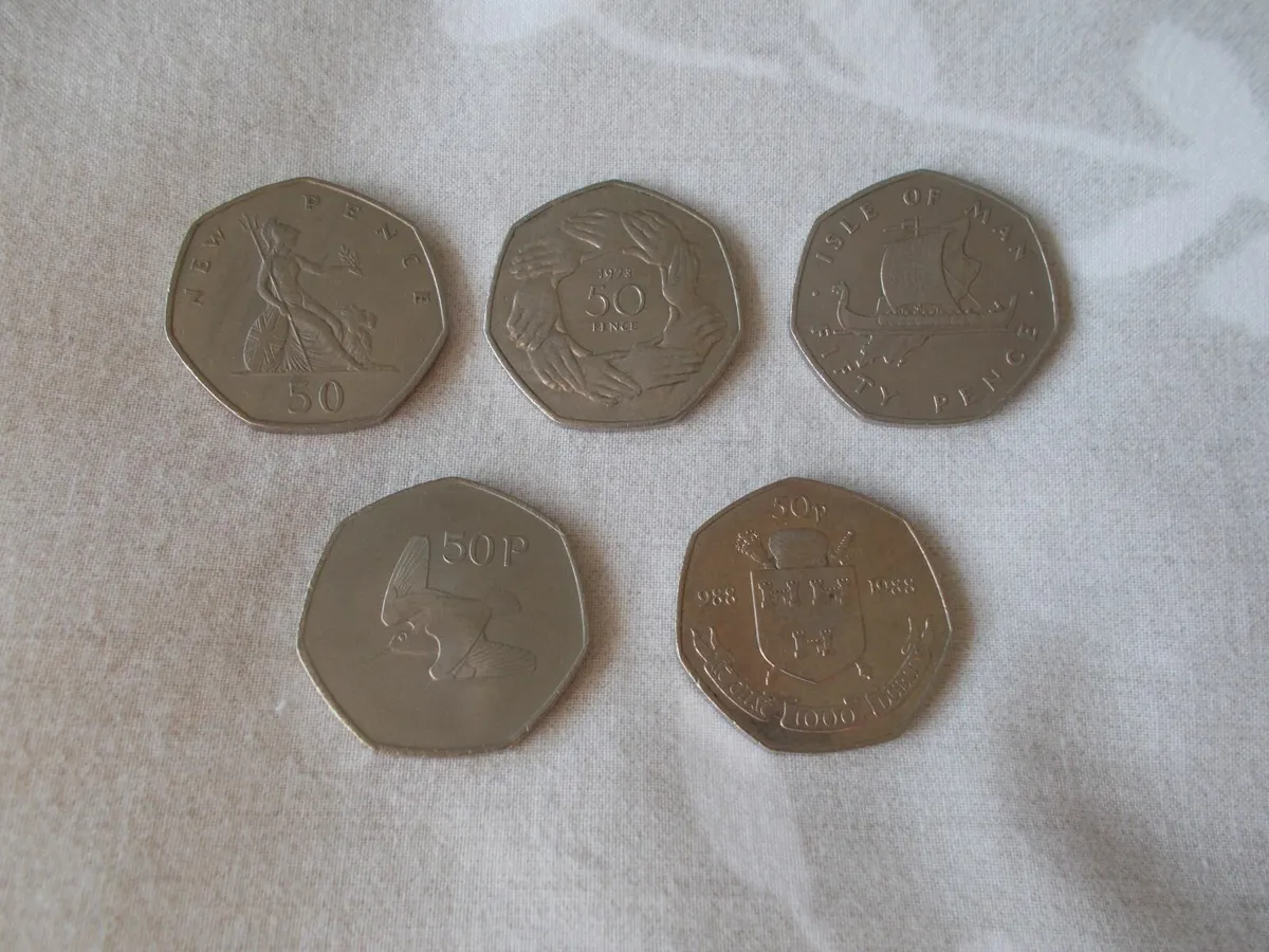 Five  50p Coins - Image 1