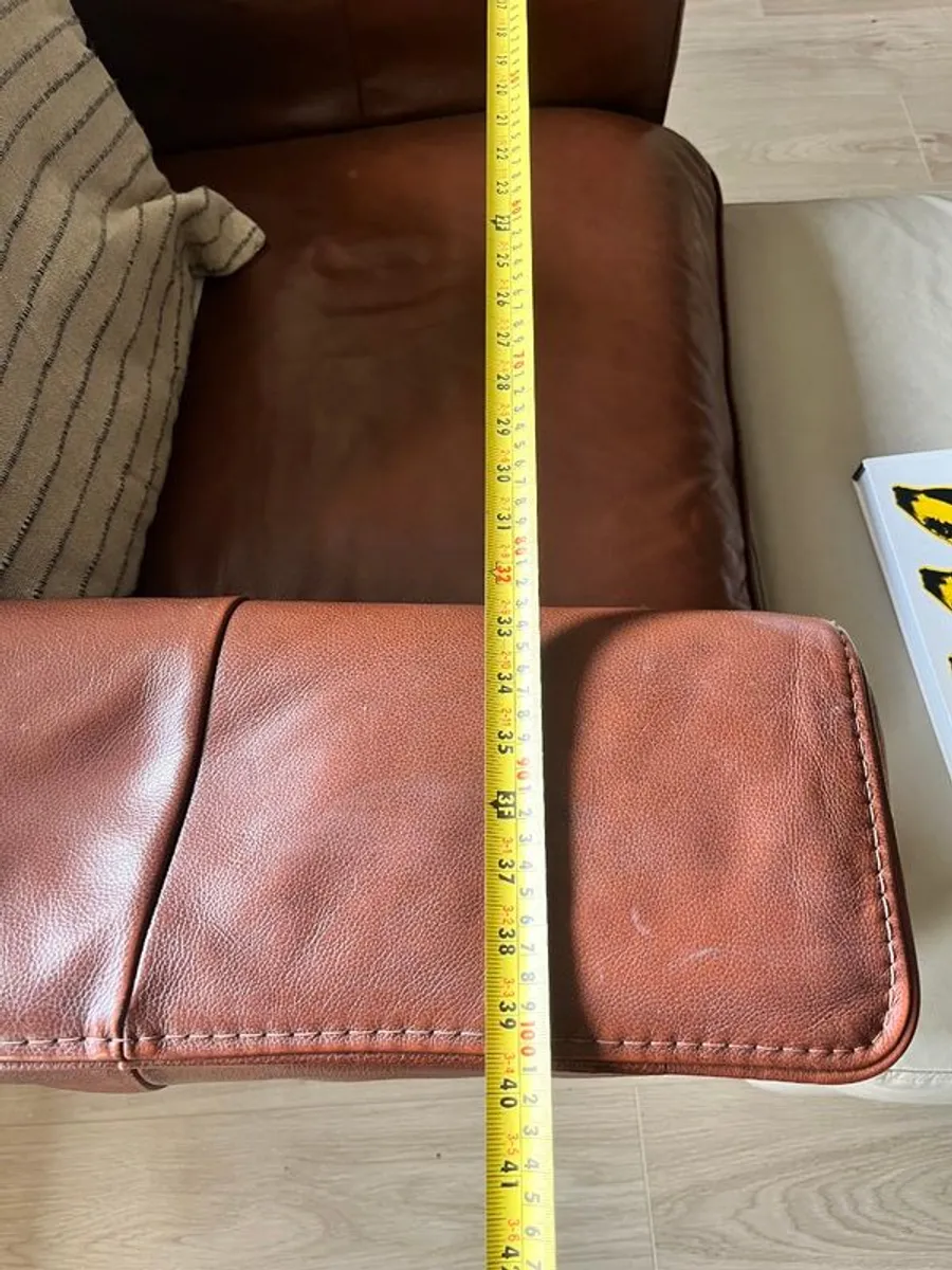 Leather Armchair & foot stool - Image 2