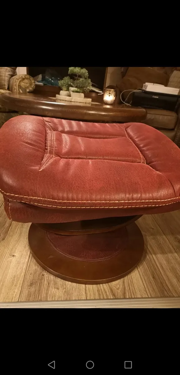 Burgundy Leather Footstool