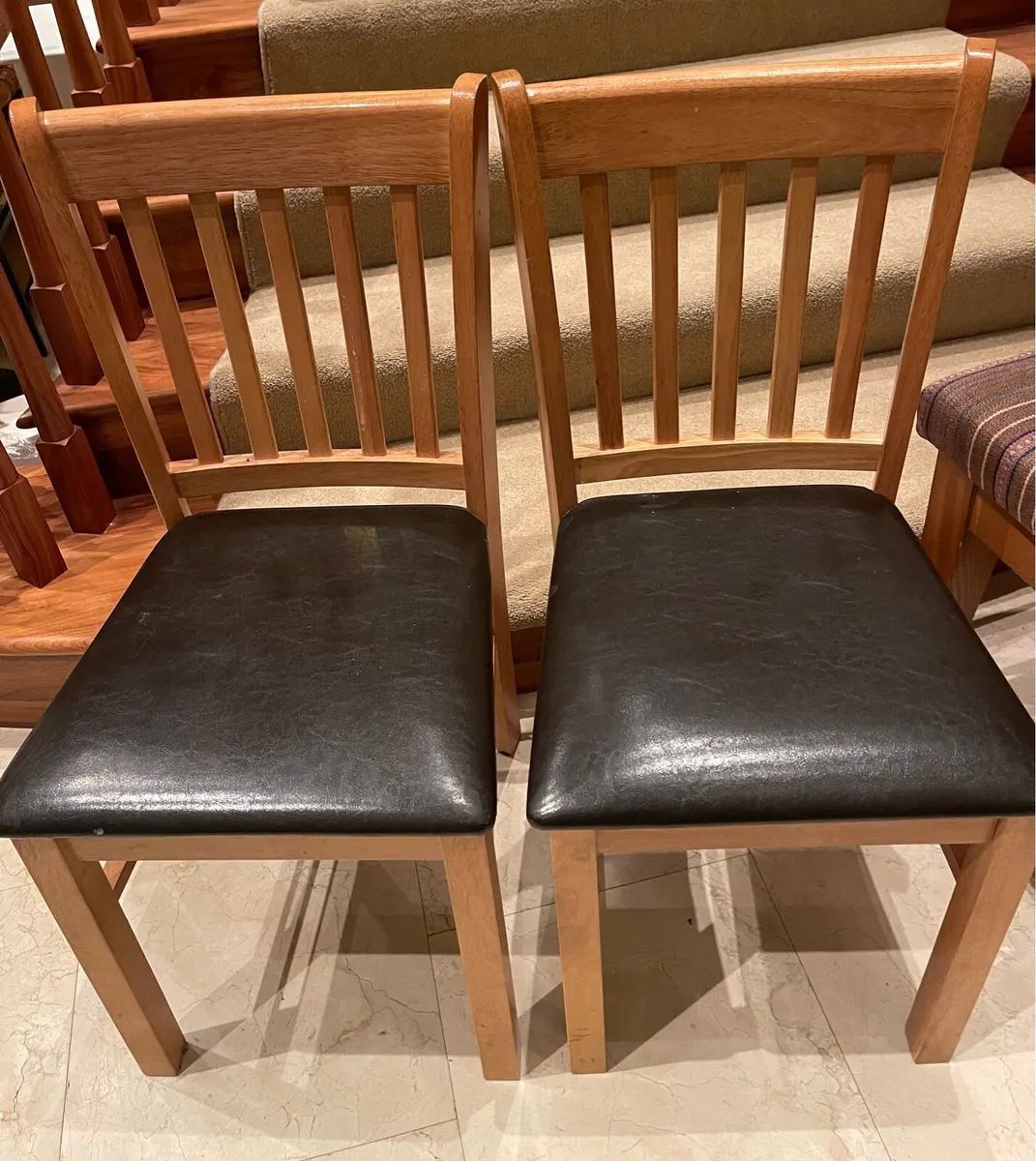 2 x Good Quality Leather Kitchen Dining Chairs - Image 1