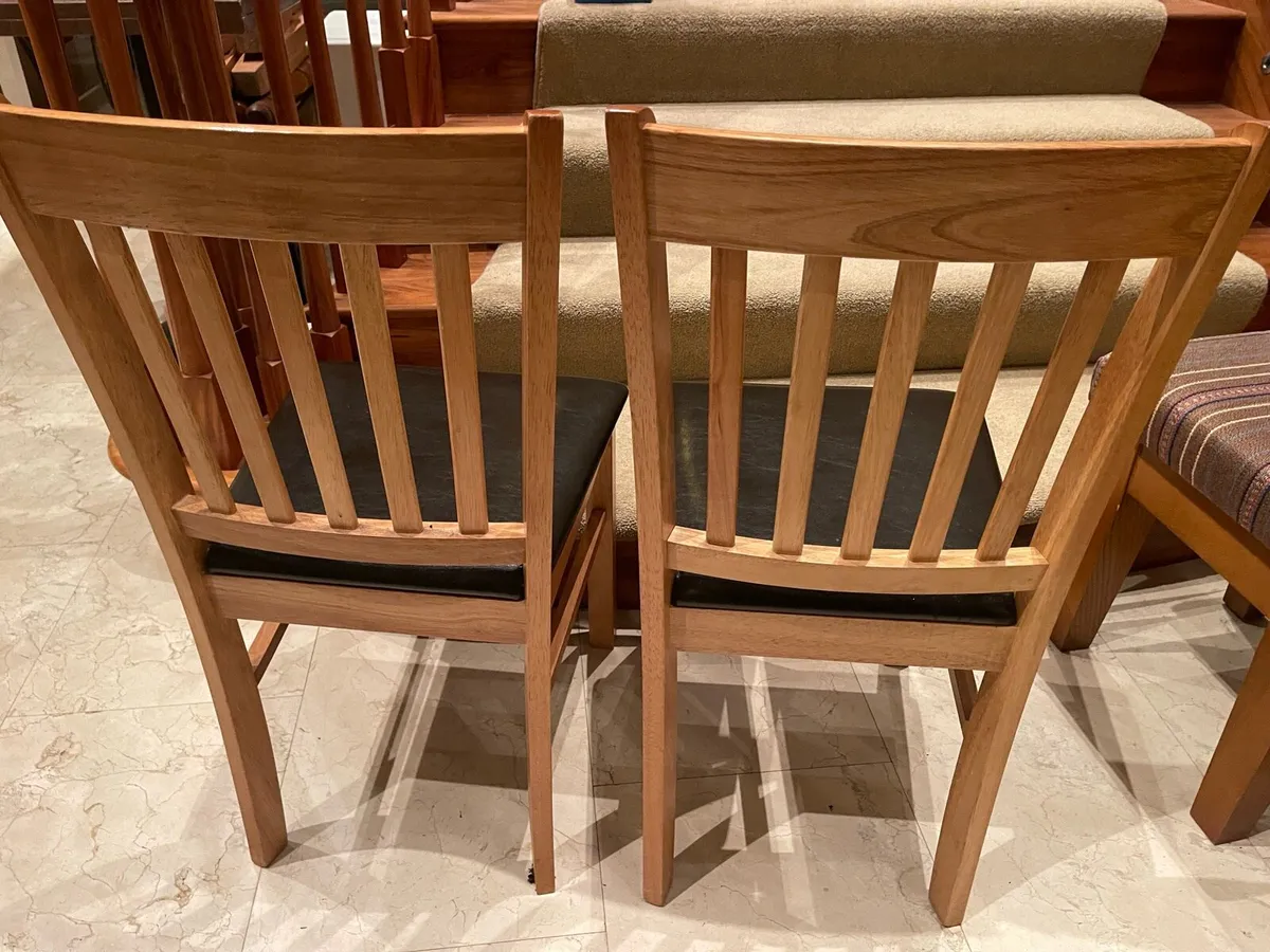 2 x Good Quality Leather Kitchen Dining Chairs - Image 2