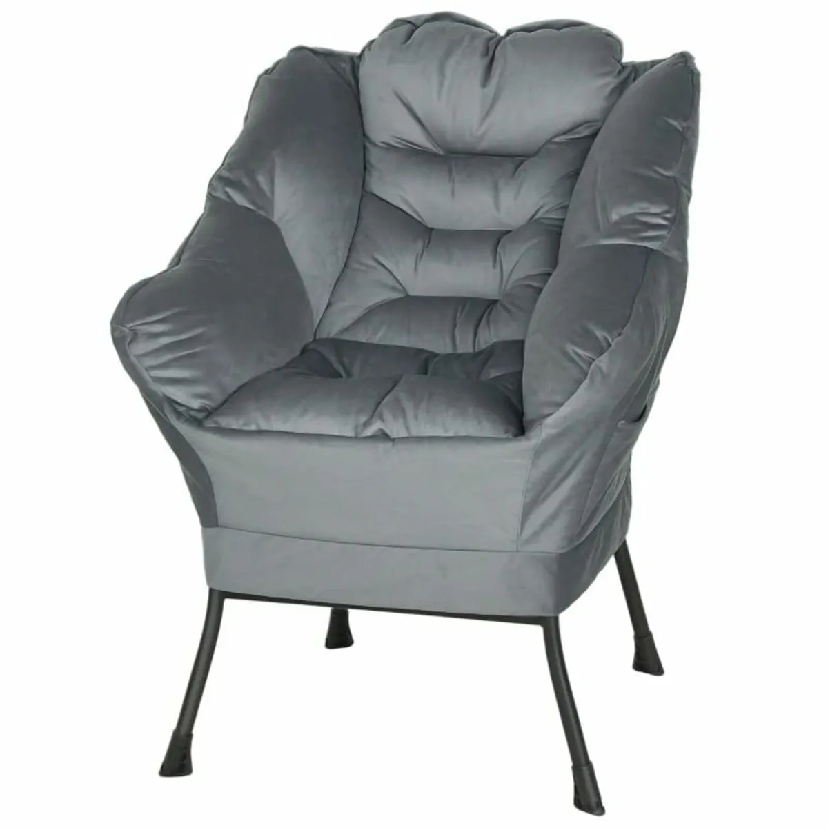 Modern accent chair, upholstered chair with steel - Image 3