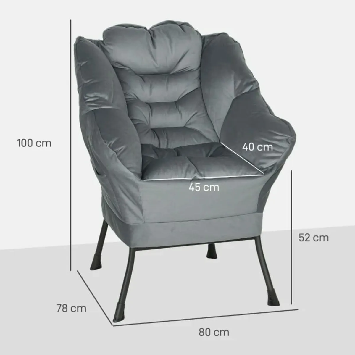 Modern accent chair, upholstered chair with steel - Image 4