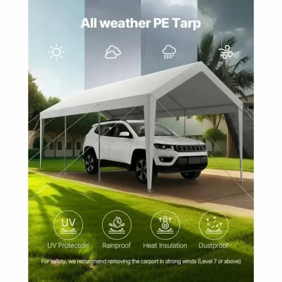Carport, 10 x 20 FT Outdoor Car Canopy, Potable Ca - Image 4