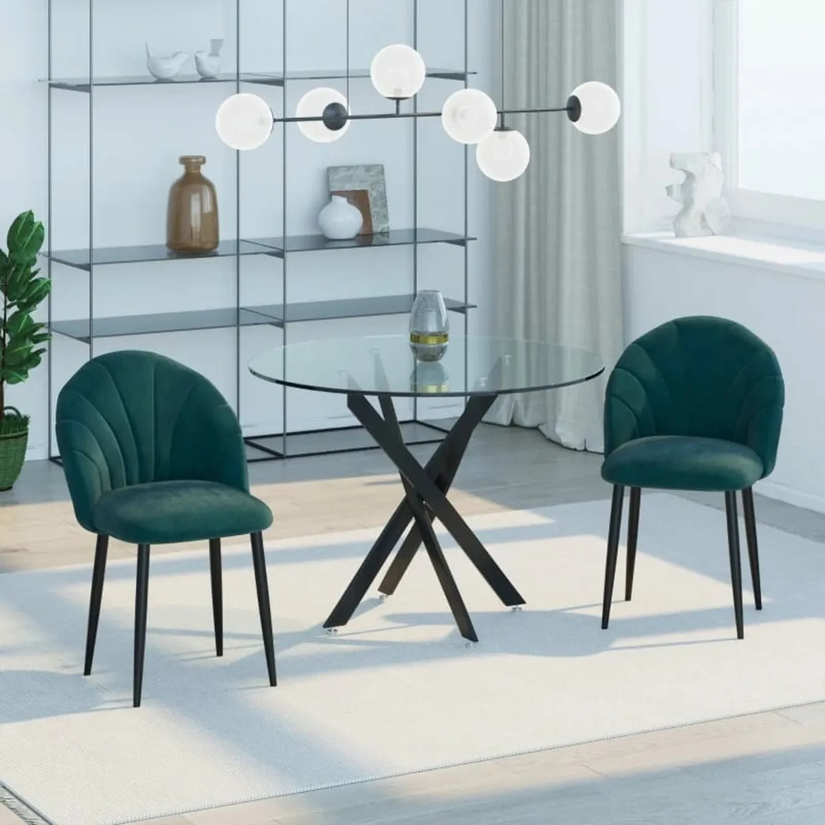Nordic Armless Velvet Upholstered Dining Chair wit - Image 2