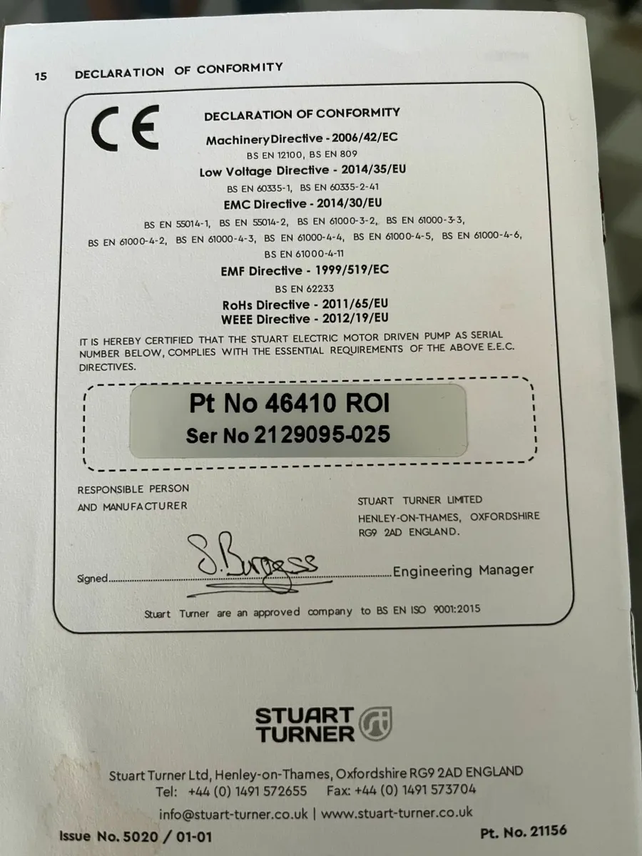 Water pump, Stuart Turner Monsoon U3.0 bar, 46410 - Image 3