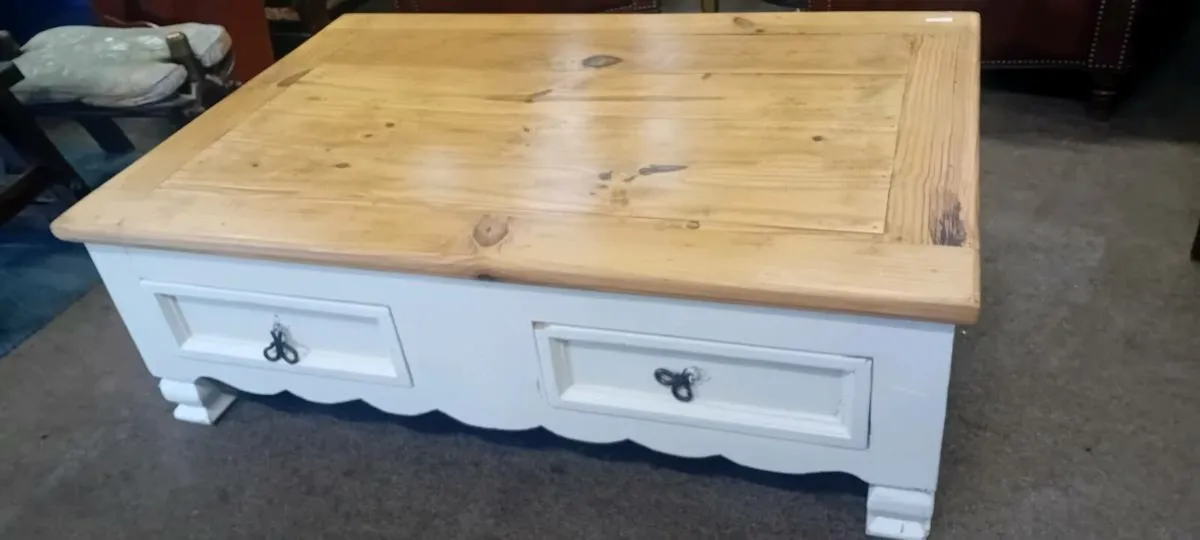 Large Painted Pine Coffee Table