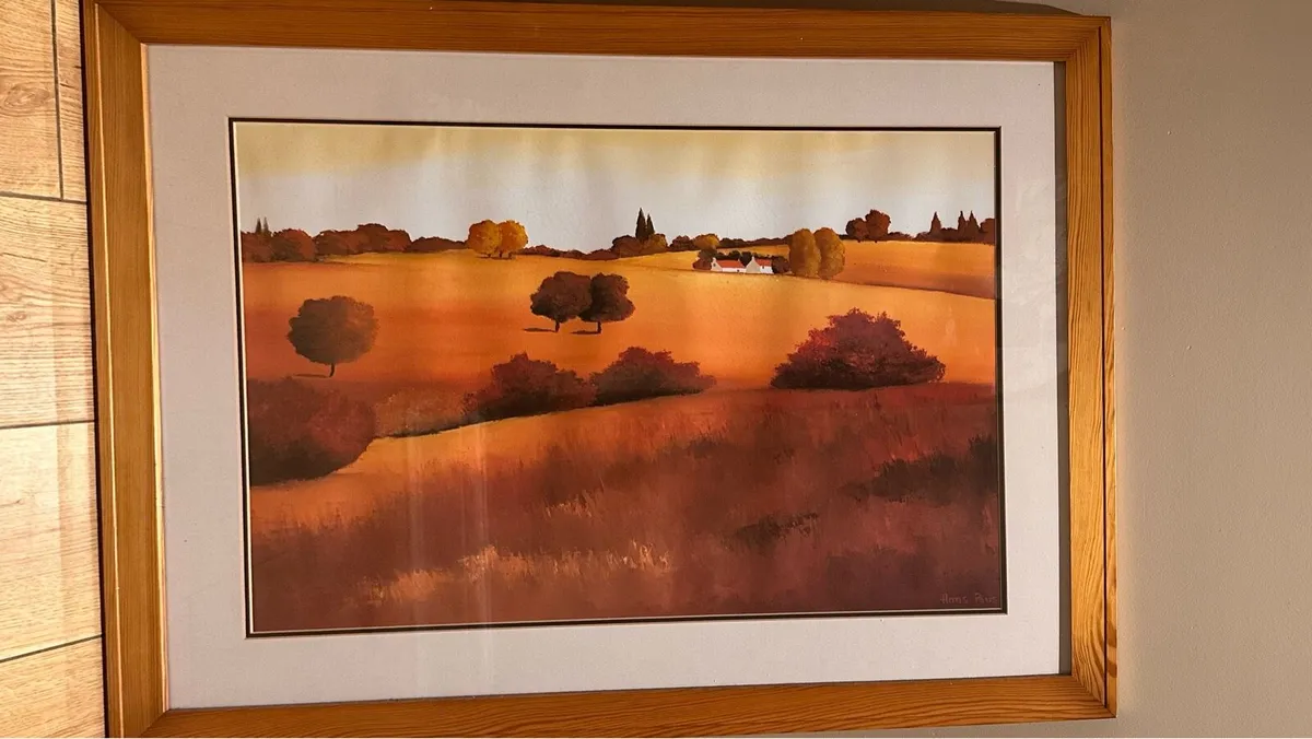 Framed landscape painting