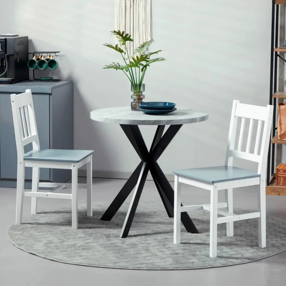 Dining Chairs Set of 2, Kitchen Chair with Slat Ba - Image 4