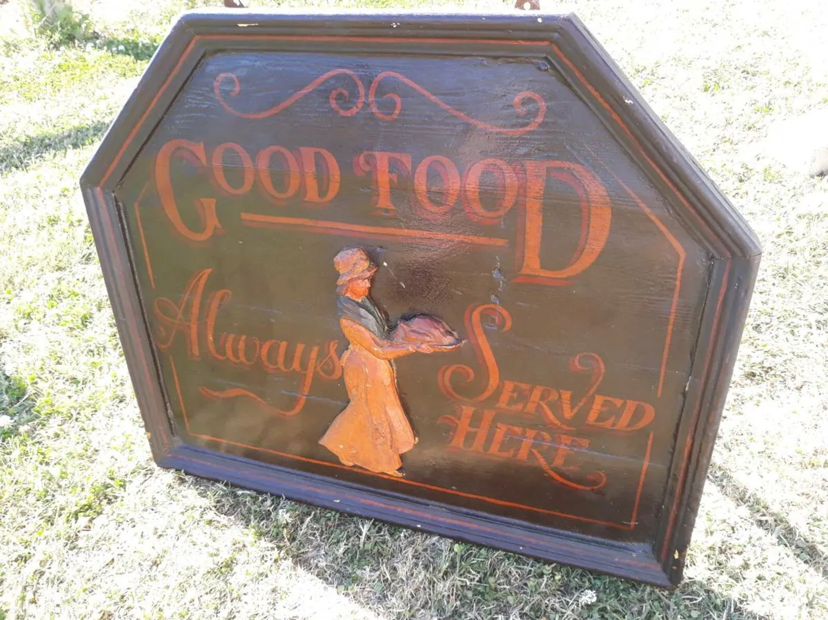 Food Served Vintage Wooden Sign - Image 1