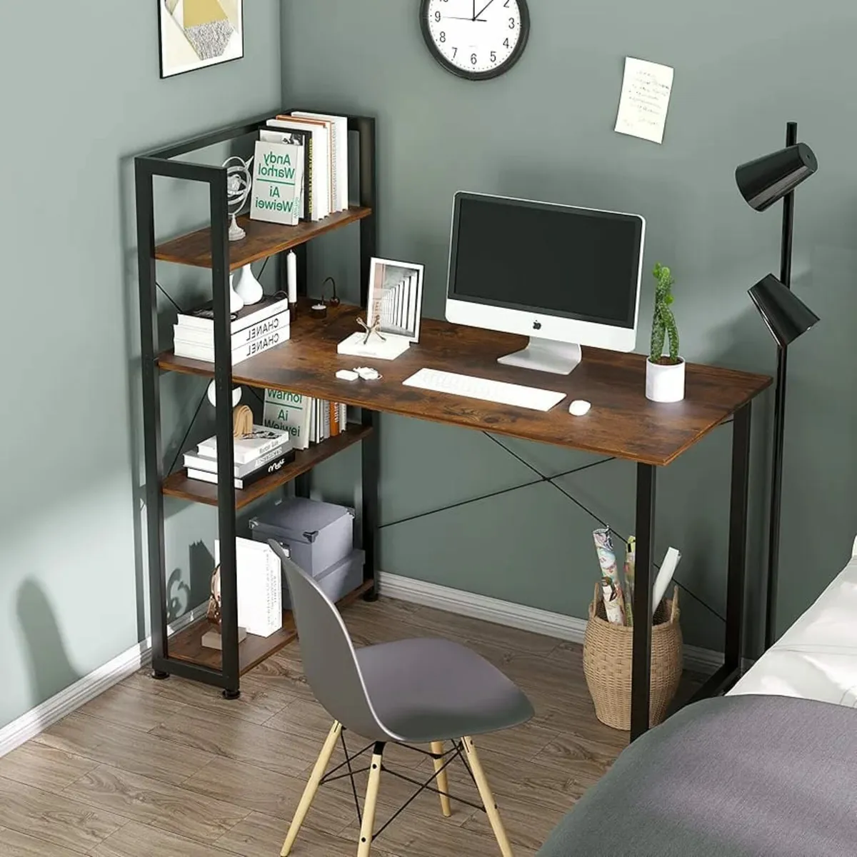 Computer Desk,120cm Computer Desk with Bookshelf, - Image 4