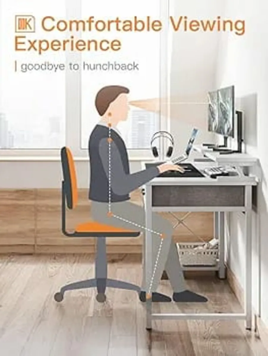 Computer Desk with Drawers, 120 x 48 cm Office Des - Image 4