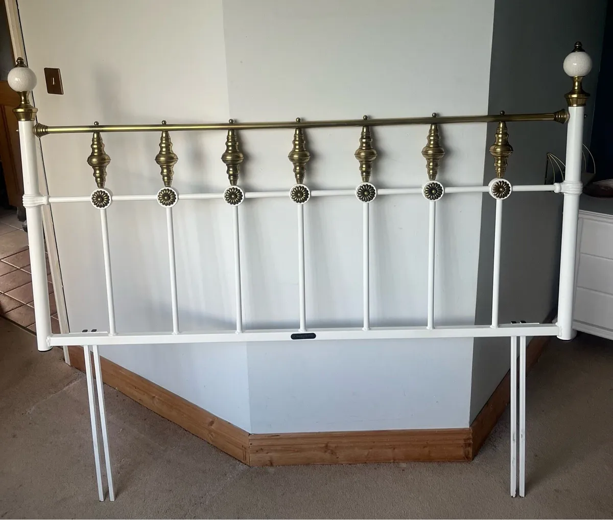 White and gold metal antique style head board