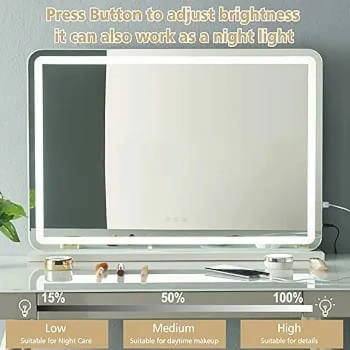 Makeup Hollywood Vanity Mirror with LED Light, Tab - Image 2