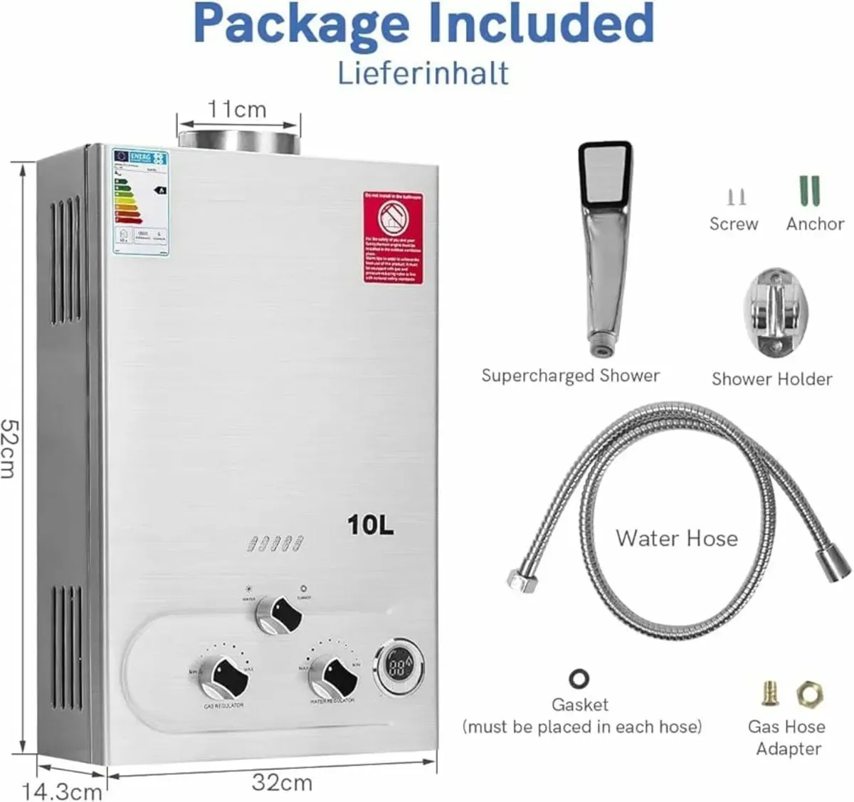 10L Gas Water Heater,20KW Instant LPG Water Heater - Image 4