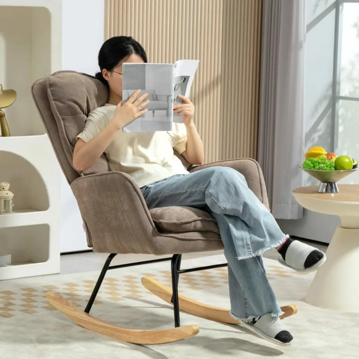 Rocking Chair, Wide Seat, High Backrest, Beech Fra - Image 4