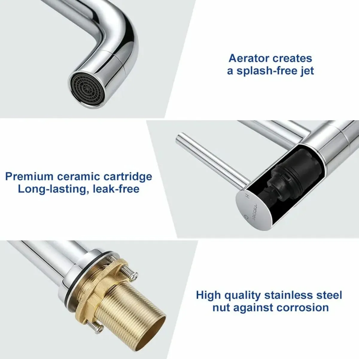 Bathroom Tap High Wash Basin Mixer Tap 360° Swivel - Image 3