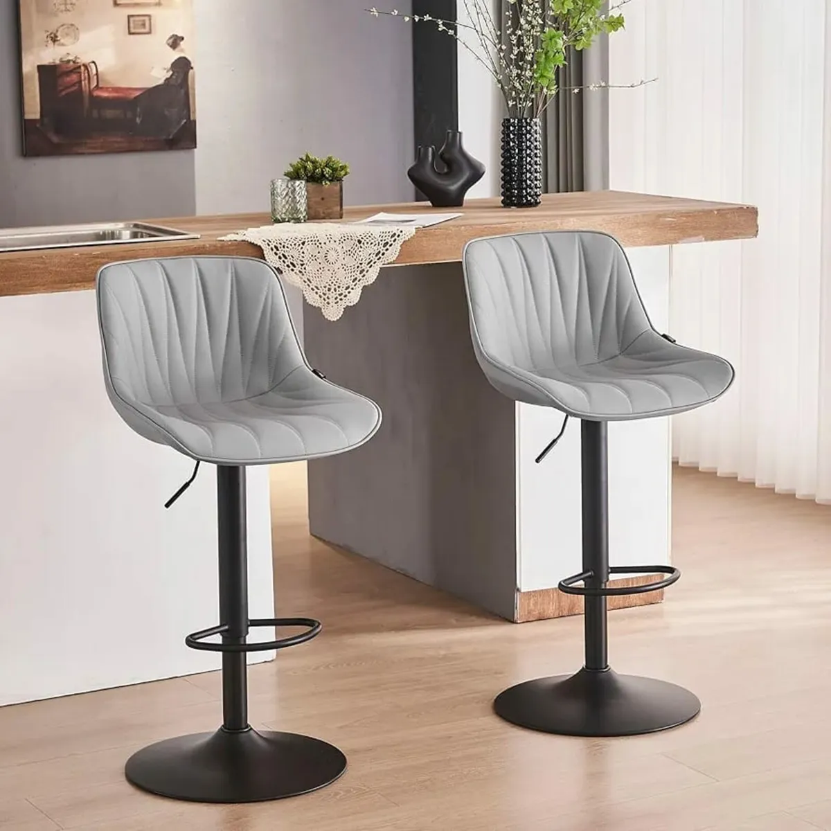 Bar Stools Set of 2, Modern Barstools for Kitchen - Image 1