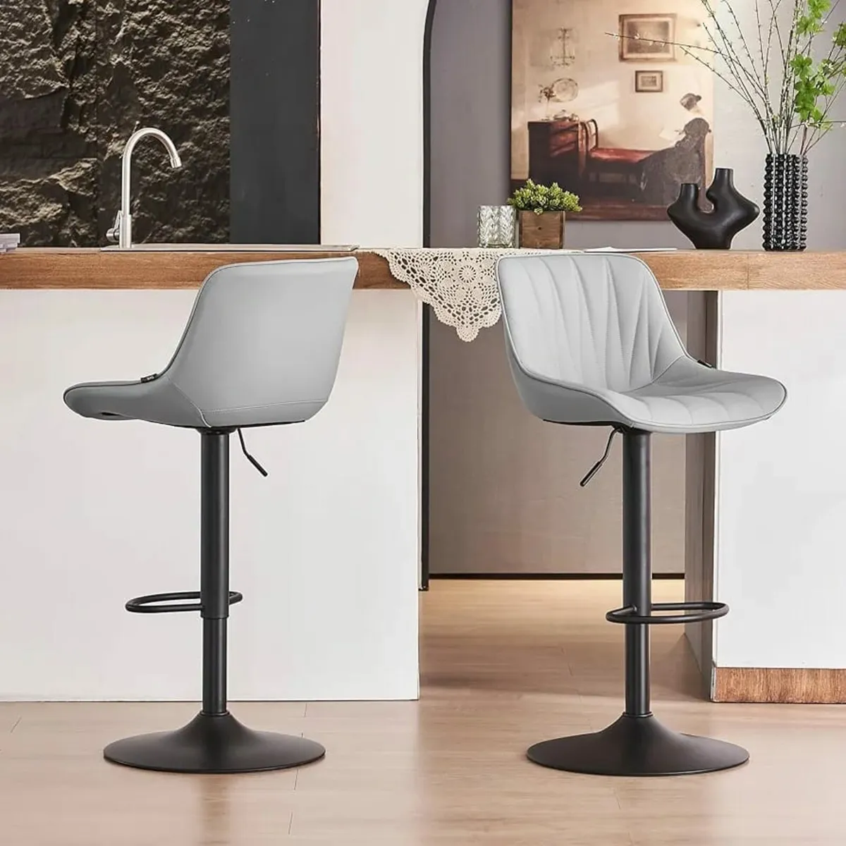 Bar Stools Set of 2, Modern Barstools for Kitchen - Image 4
