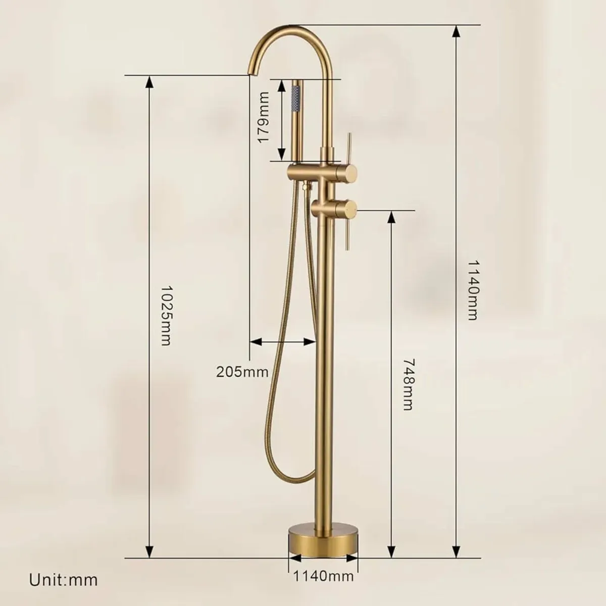 ARCORA Freestanding Bath Faucet, Copper Stainless - Image 2