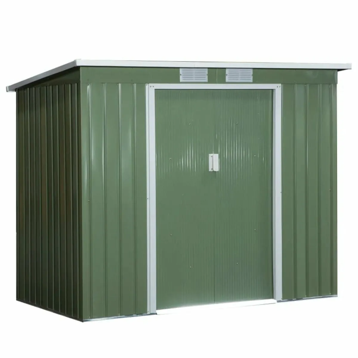 Garden Storage Shed w/ window Double Door Green - Image 1