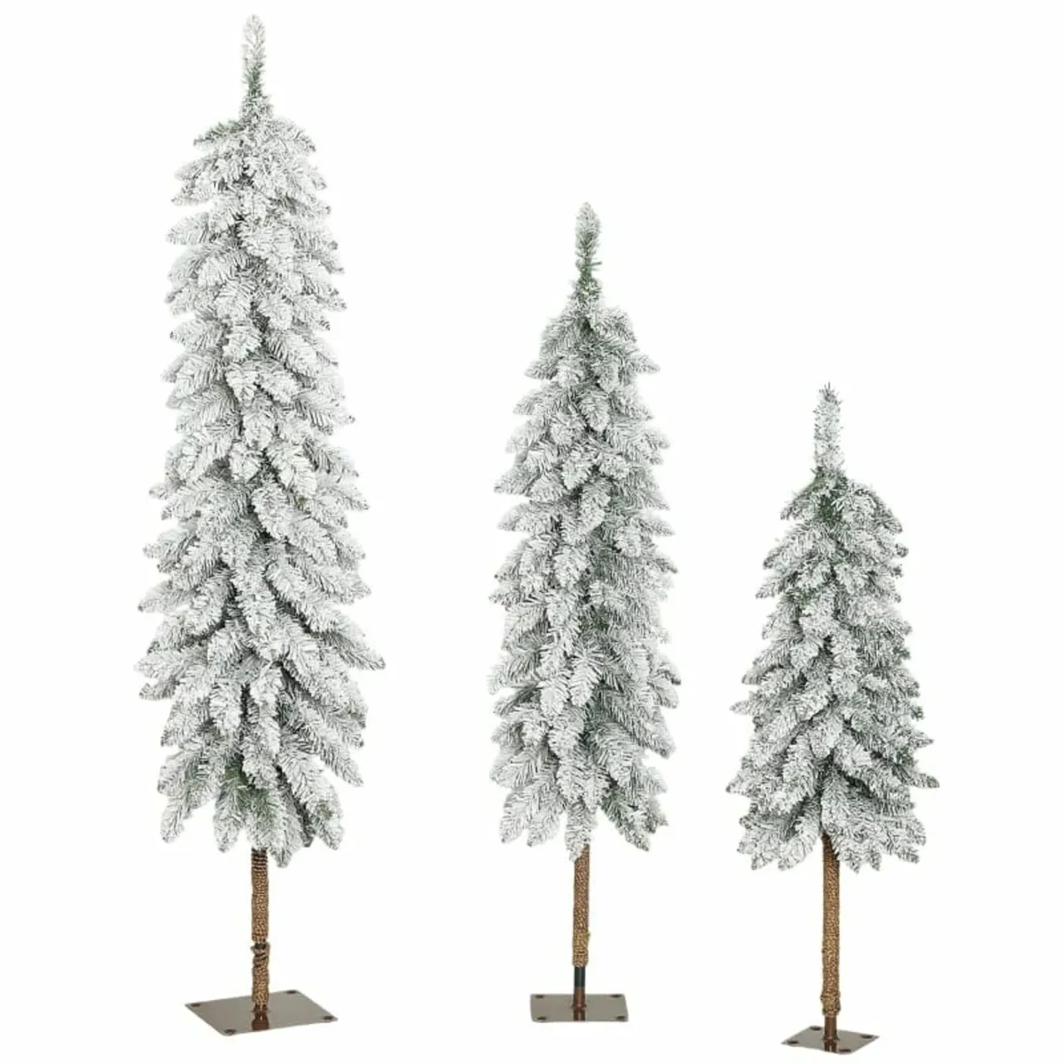 3-Piece Snow-Covered Artificial Pine Trees, 3 Size - Image 1