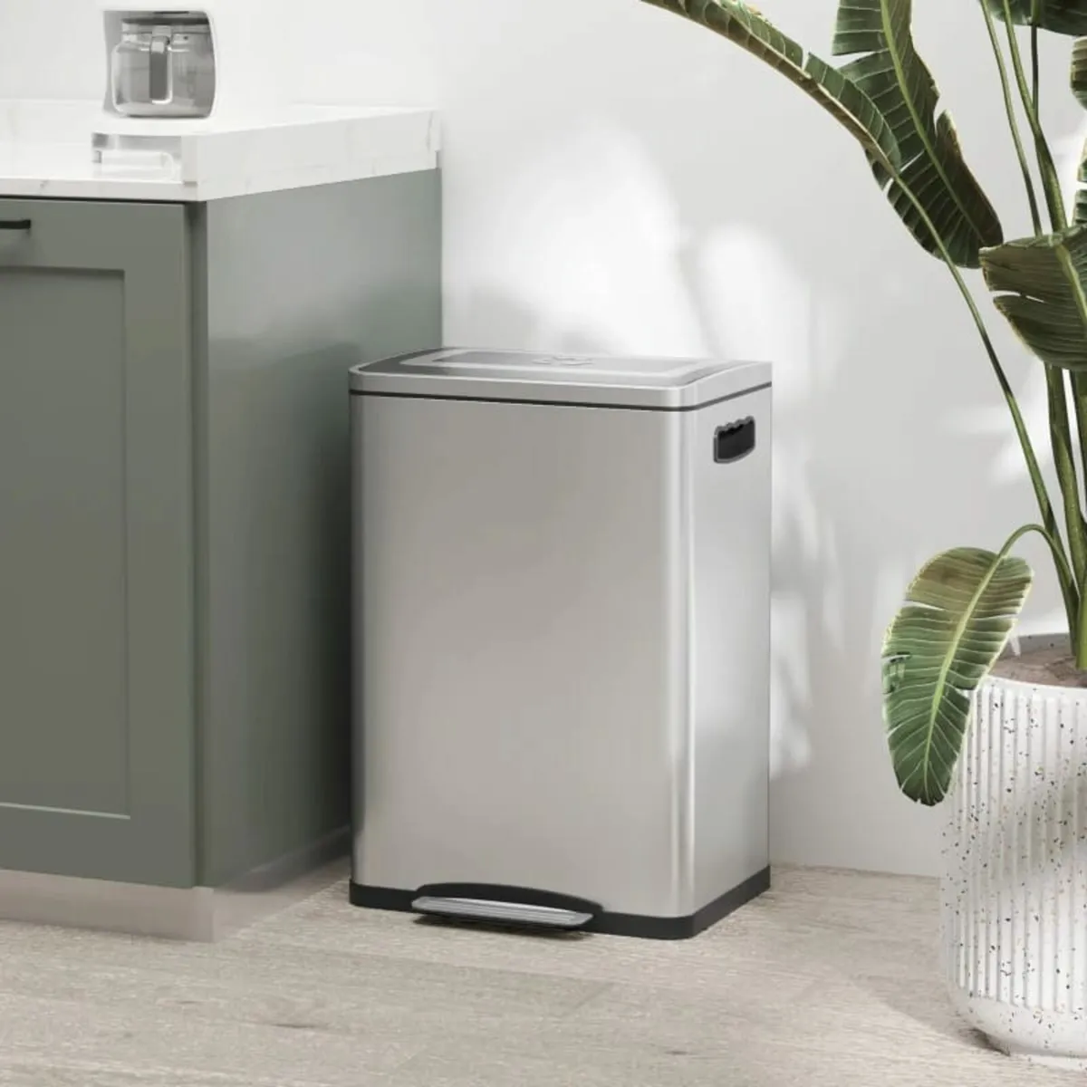 Trash Can, Bin with Lid and Pedal, Stainless Steel - Image 4
