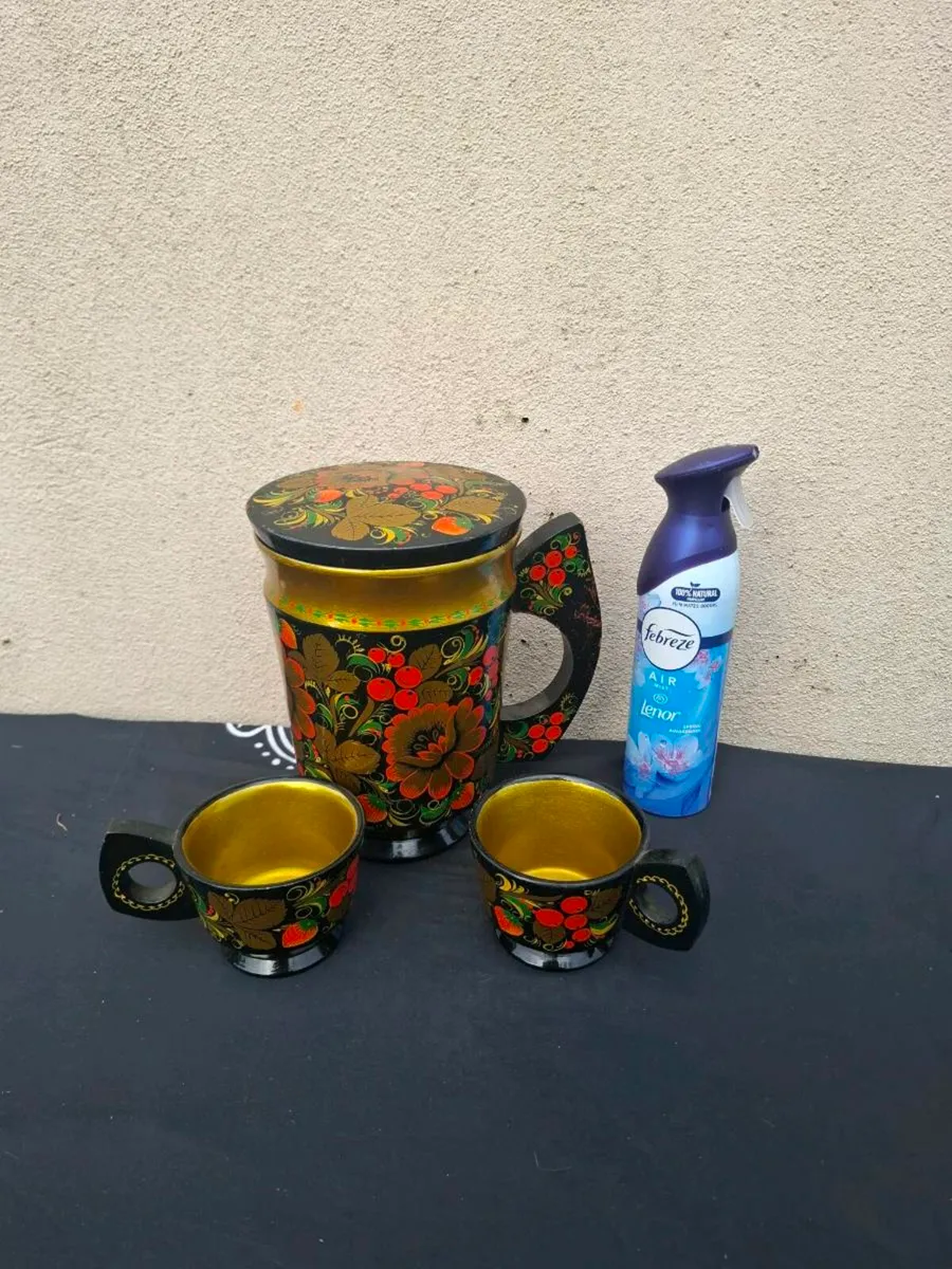 Lovely handpainted wood drinkware possible to post
