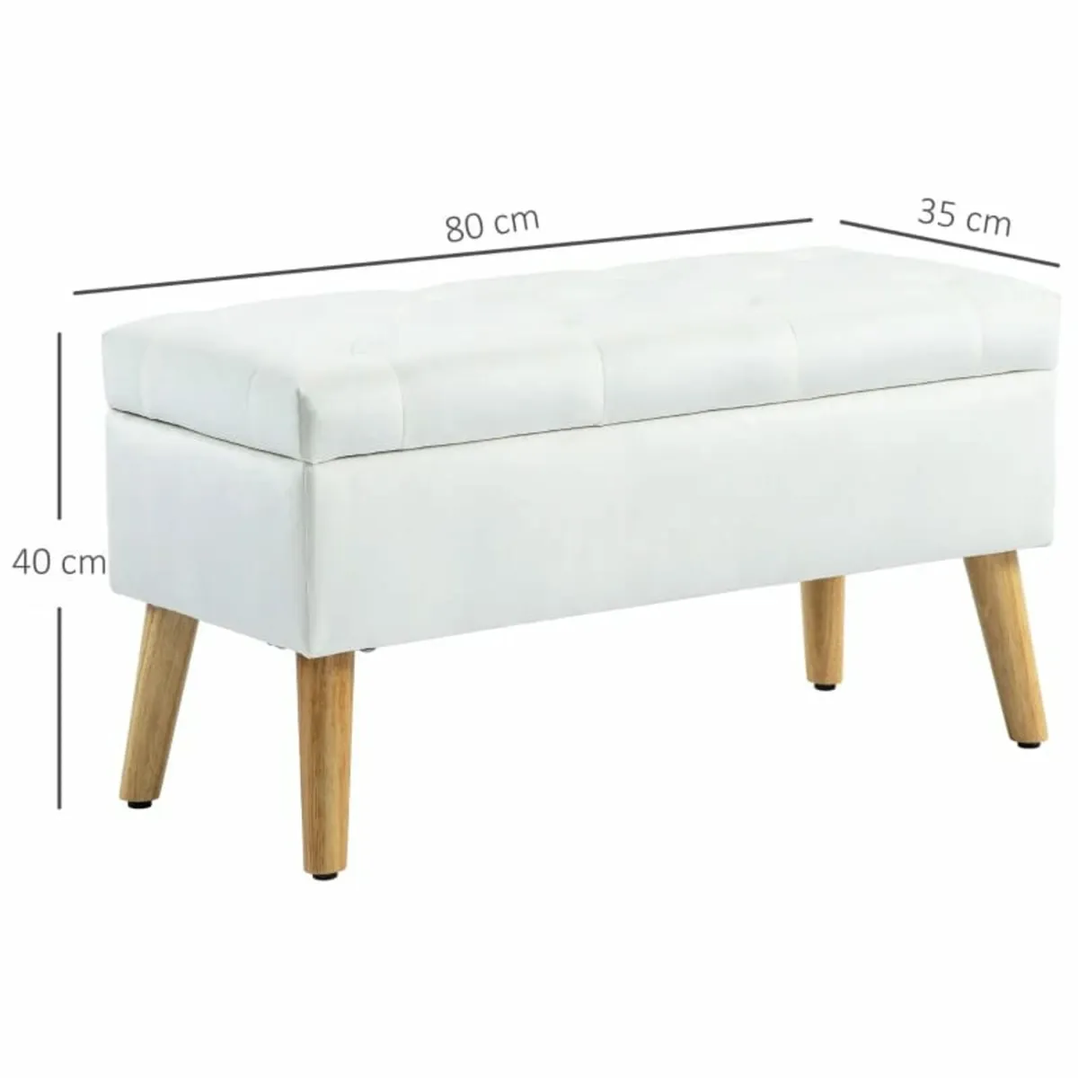 Upholstered bench with storage, velvet-look fabric - Image 3