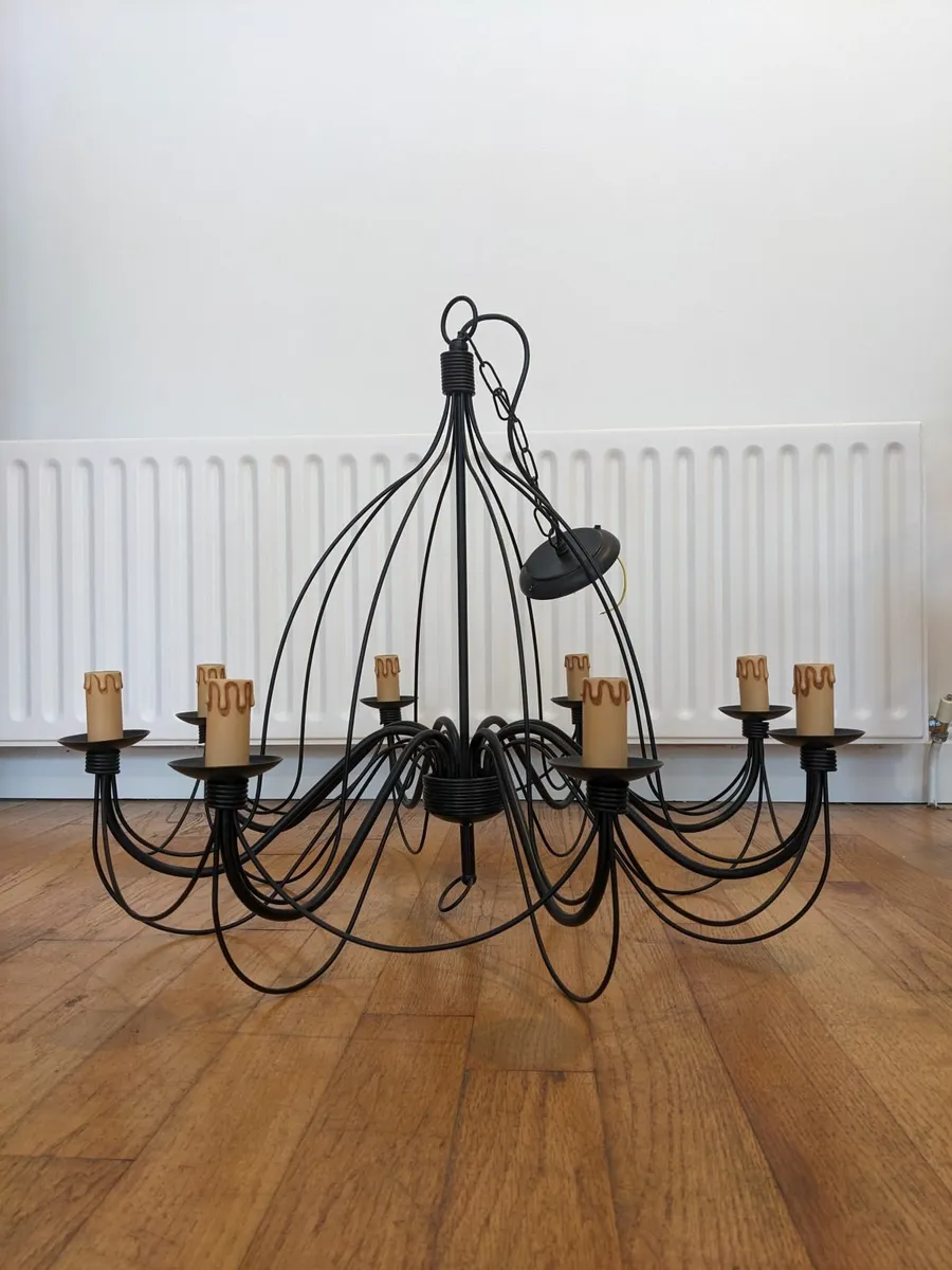 8-Light Black Metal Chandelier - Image 1
