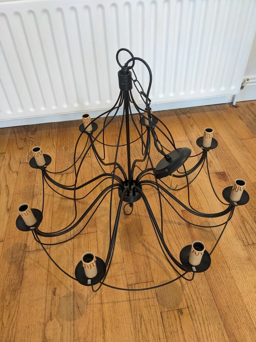 8-Light Black Metal Chandelier - Image 2