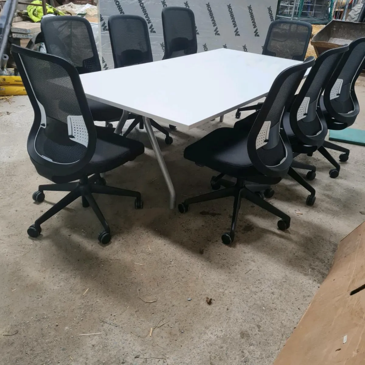 White boardroom table with 8 - Image 4