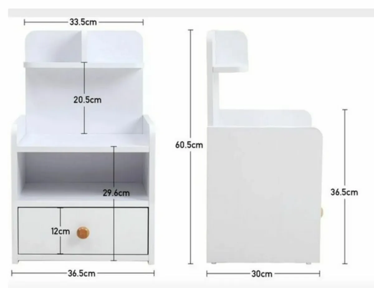 Wooden Bed Side Table - White - Image 1