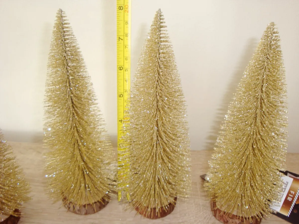 5 x Glitter bottle brush trees - GOLD - Image 4