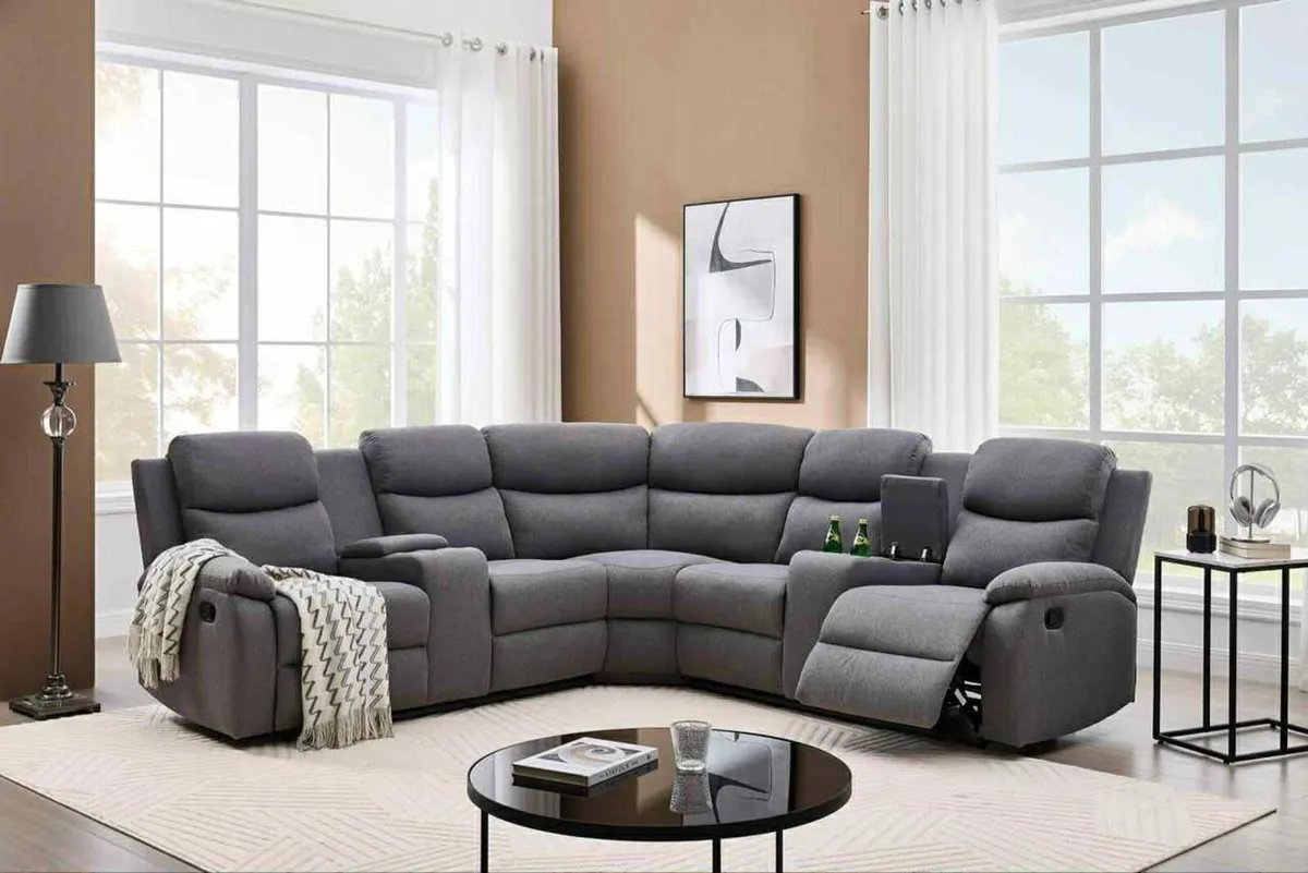 New Windsor Grey Fabric Corner Recliner Sofa