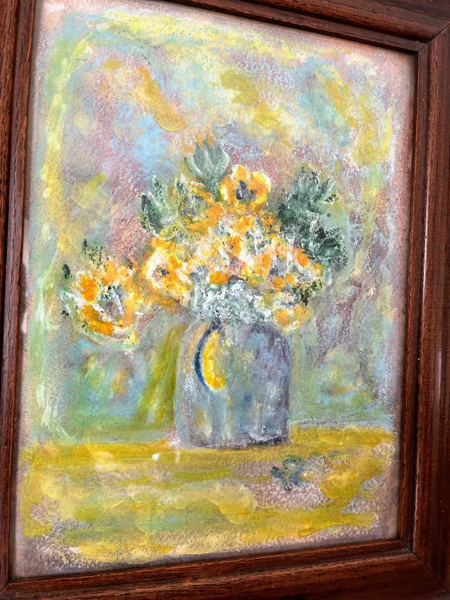 exquisite antique still life painting of flowers - Image 3