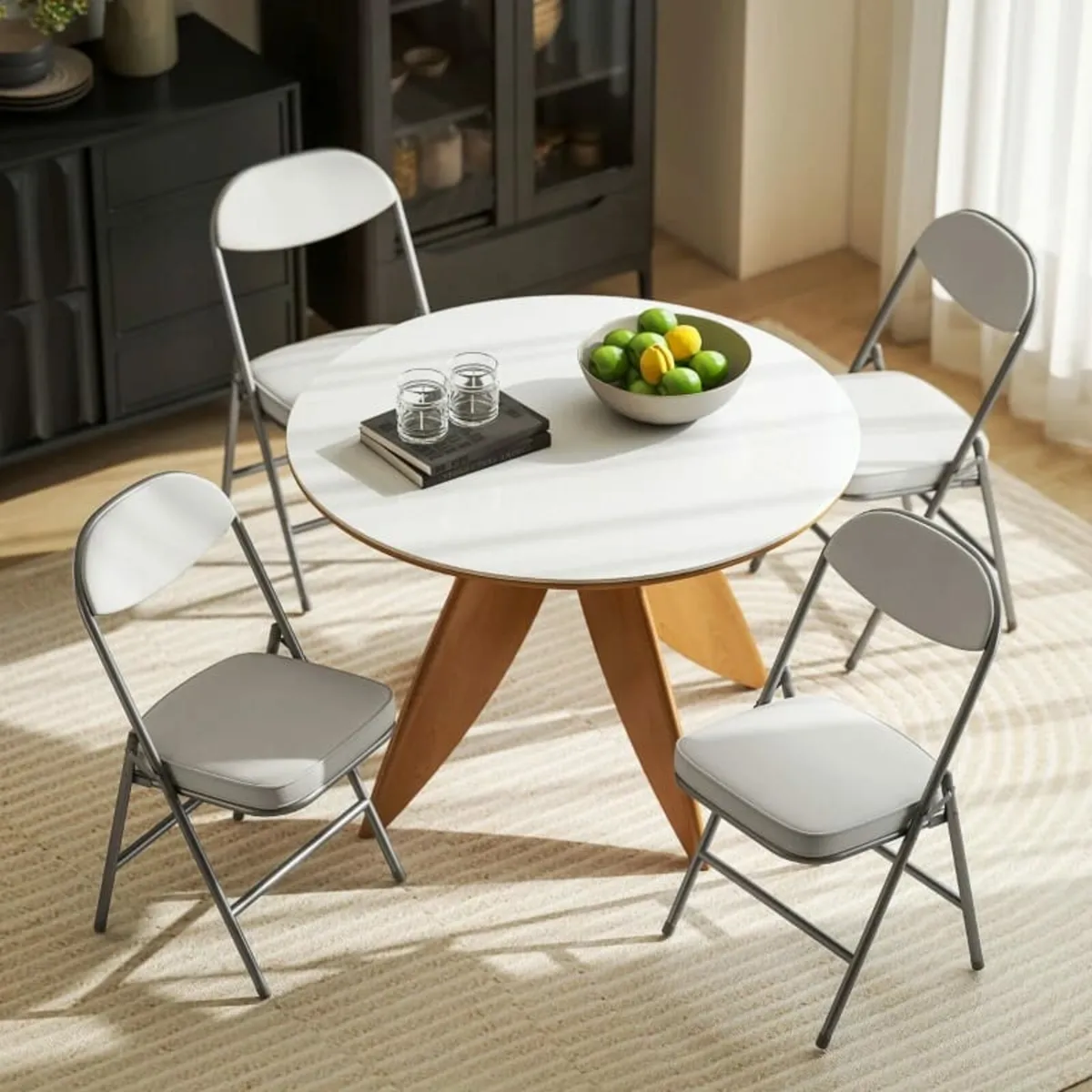 4-Piece Padded Folding Chairs Set, Foldable Chairs - Image 3