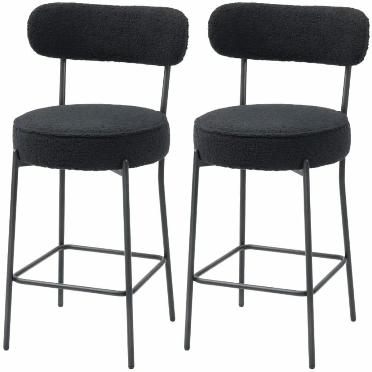 2-Pack bar stools with padded seat and footrest, f - Image 1