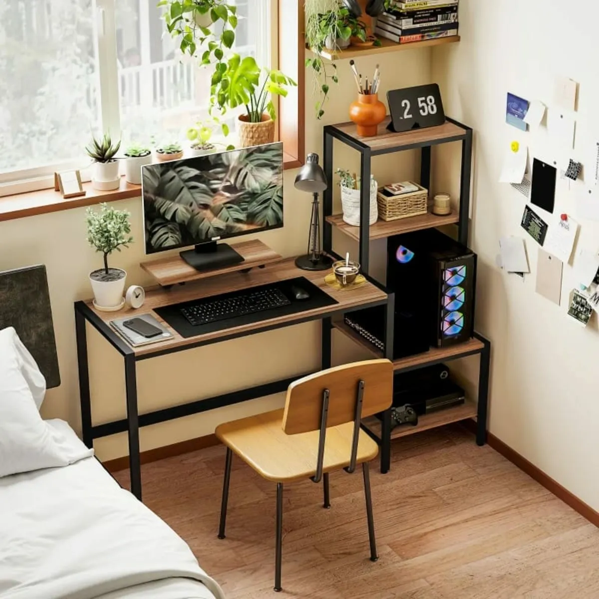 Computer Desk with Monitor Stand, Desk with 4-Tier - Image 3