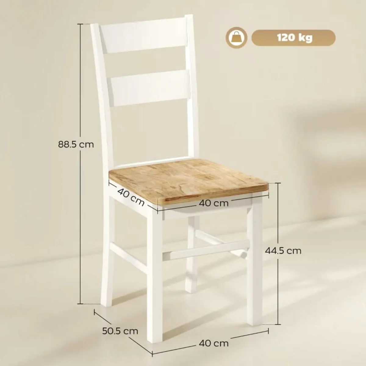 2-Piece Set Kitchen Chairs, Rubberwood, Curved Sla - Image 4