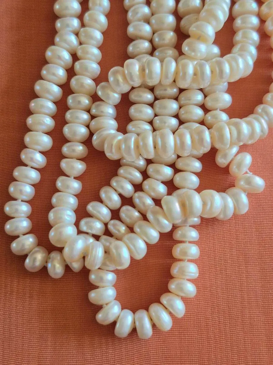 Pearls - Genuine, Very Long, Cream Colour - Image 2