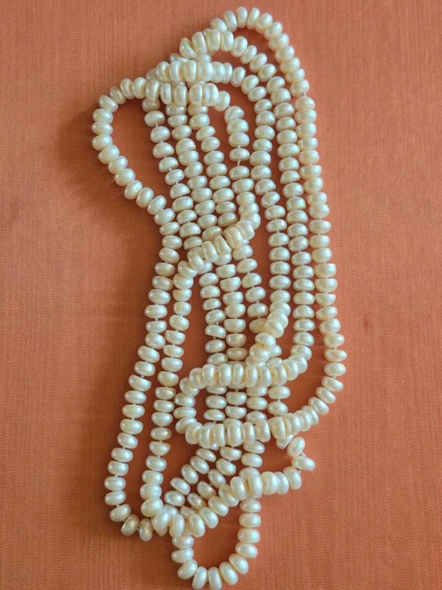 Pearls - Genuine, Very Long, Cream Colour - Image 1