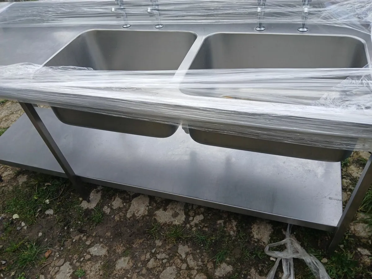Staneless steel cabbinet double sink unit complete - Image 2