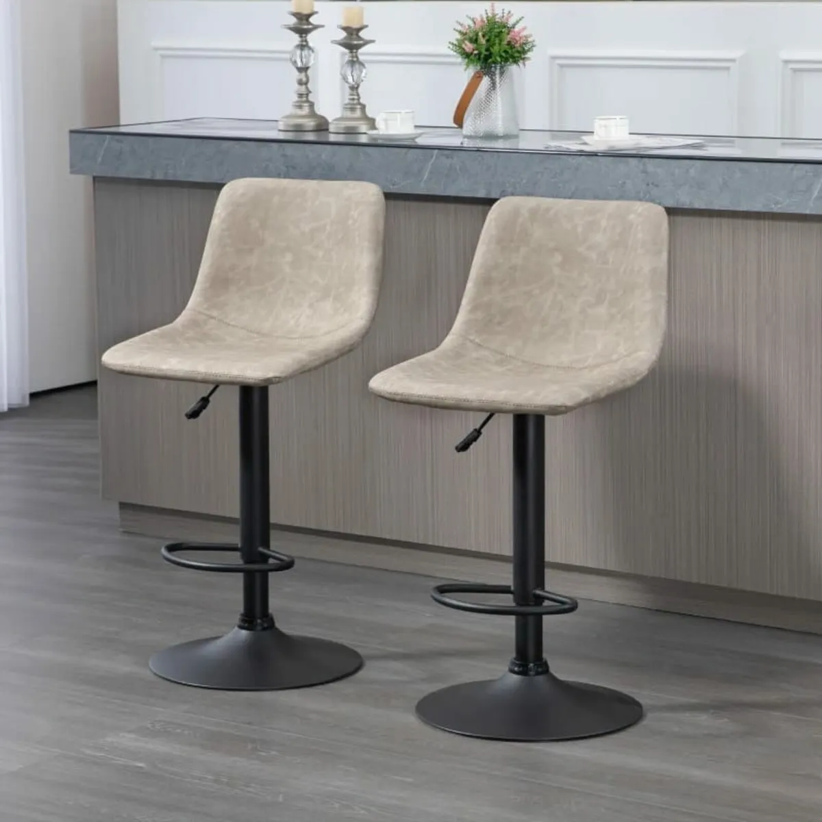 Bar Stools 2-piece Set, Retro Design, Height-Adjus - Image 2