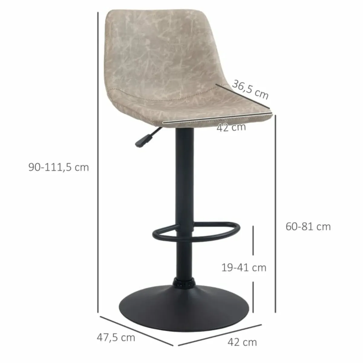 Bar Stools 2-piece Set, Retro Design, Height-Adjus - Image 4