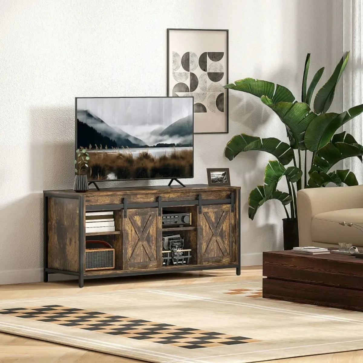 TV Lowboard, Industrial design, for 60" TVs, 6 com - Image 4