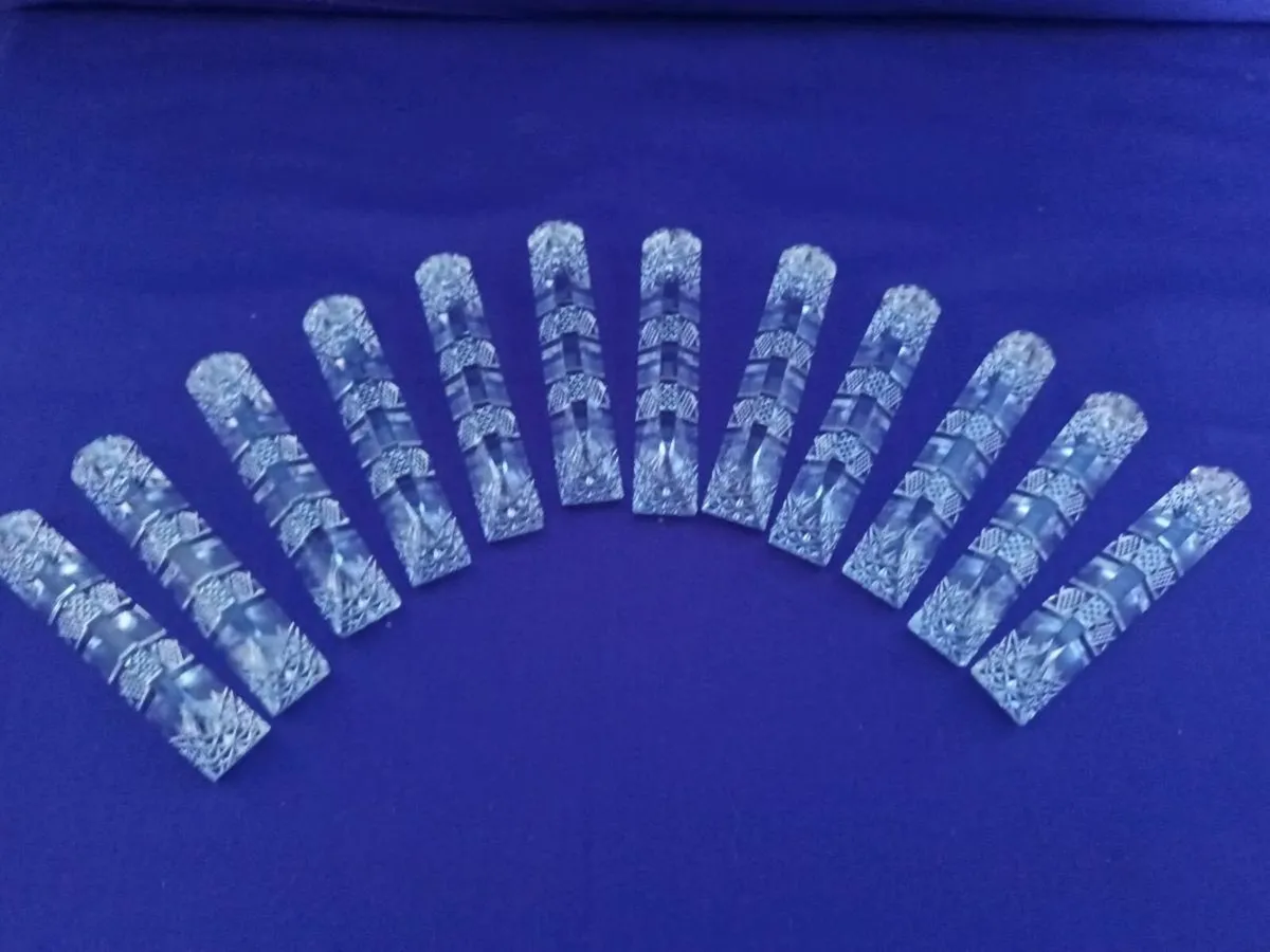 12 VINTAGE  FRENCH  CRYSTAL  KNIFE RESTS